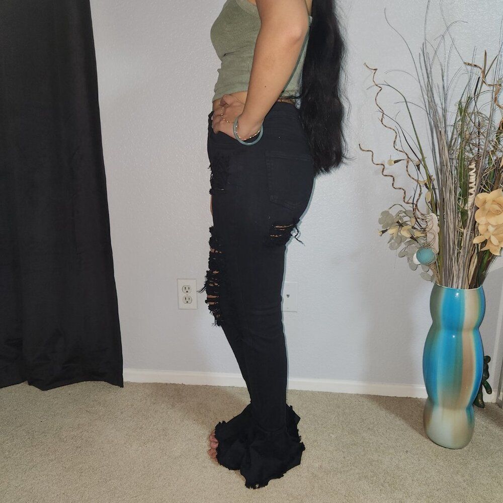NOUVEAU HIGH WAISTED FLARE JEANS Size 5- Black - Picture 2 of 7